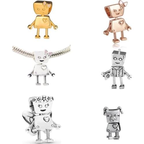 Fits European Charm Bracelets Bella Bot Charm Rob Beast Friend sSterling Silver Jewelry For Woman Beads For Jewelry Making