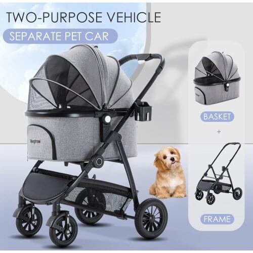 Pet Stroller Dog Stroller Four-wheeled Outing Detachable One-shoulder Handbag Pet Carrier Bag for Baby Stroller Outdoor Travel