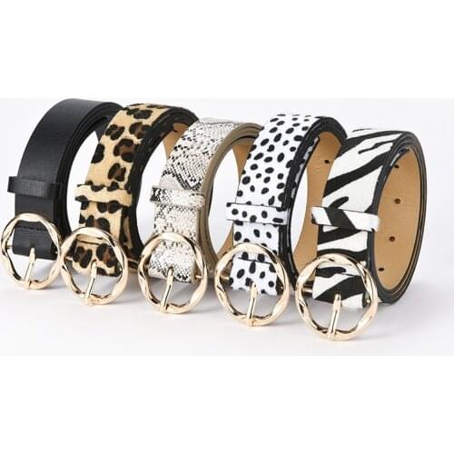 Belt Female Fashion Harajuku 2.8cm Wide Belt Ladies Personality Snake Leopard Stripes Decorated Leather Waistband for Jeans
