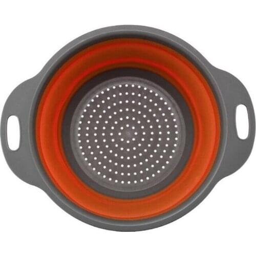 Blue Foldable Silicone Colander Fruit Vegetable Washing Basket Strainer Strainer Collapsible Drainer With Handle Kitchen Tools