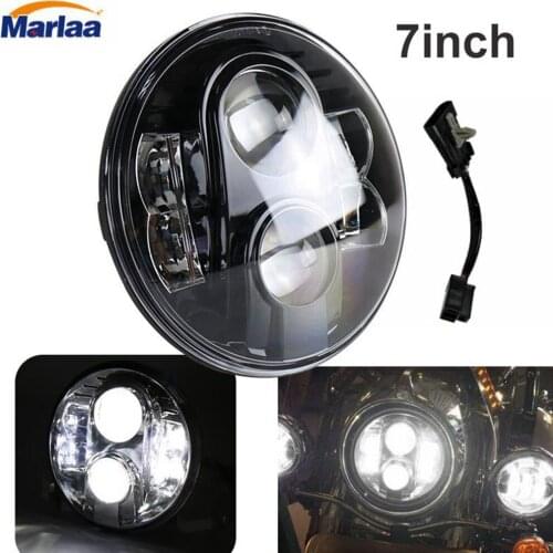 Marlaa 7" Led Headlight 80W 7 Inch Round Projector Hi/Lo Beam Headlamp Driving Light DRL Motorcycle Led Headlights