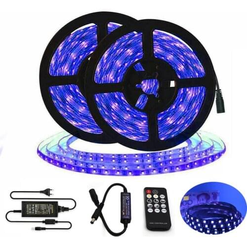 UV led strip light 5050 60leds/M 395-405nm Nail Polish Dryer Lamp Gel Acrylic Curing light Flexible Tape lamp remote dimmer powe