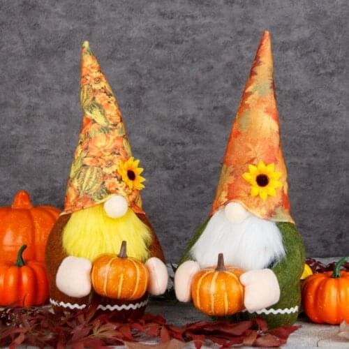 Halloween decorations for home Plush Pumpkin Gnome doll Thanksgiving Elf Toy Halloween decoration Desktop Ornaments navidad