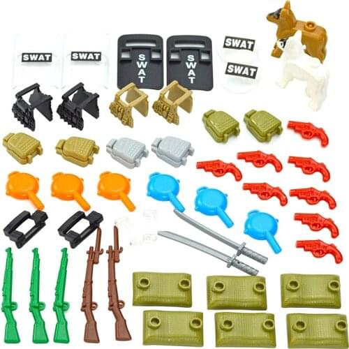 Military Dog Shield Rifle Guns Soldier Military Weapons City DIY Accessories Bricks Building Block Figures Toys for Children