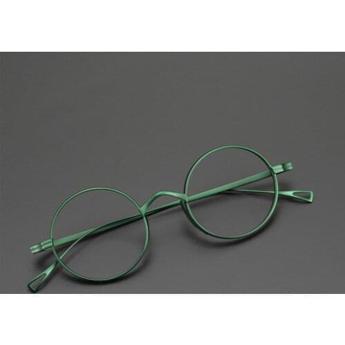 High quality pure titanium small round frame reading glasses dark green anti-blue light retro optical Spectacles prescription