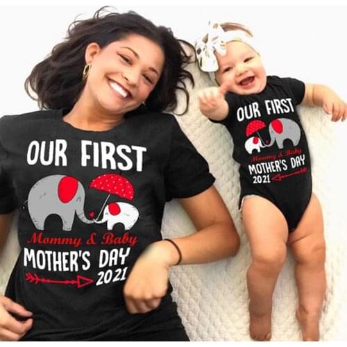 Mothers Day Short Sleeve Letter Print Women T-shirt Tops Family Matching Set O-neck Leisure All-match Tee Shirt Summer 2021