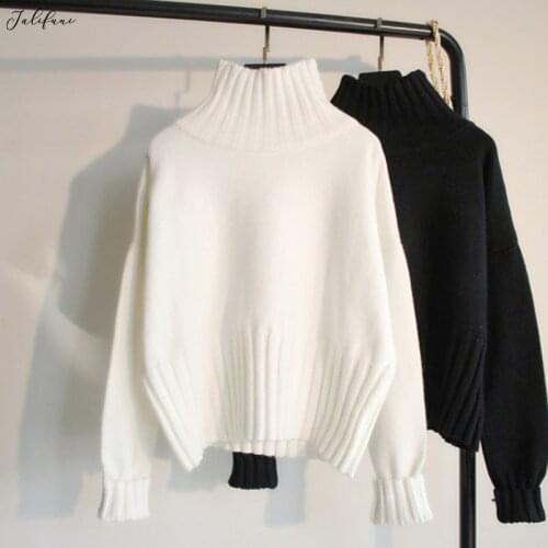 Women Casual Knitted Sweater Pullover Autumn Winter White Long Sleeve High Elasticity Turtleneck Sweater Tops 2020 Jumper Female