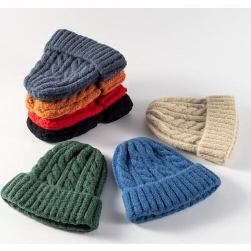 Winter Hats for Woman New Beanies Knitted Hat Girls Autumn Female Warmer Bonnet LadiesThickened simple wild twist hat