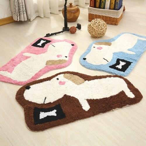 Dog Design Cotton Polyester Ground Mat Anti-slip Floor Mat Decoration Doormat Living Room Bedroom Use 40x60cm 50x80cm 60x90cm