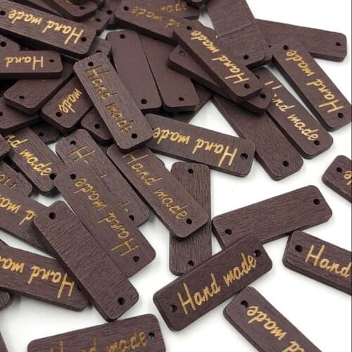 10/50/100pcs Mix Brown "Handmade" 2 Holes Wood Sewing Buttons scrapbooking W508