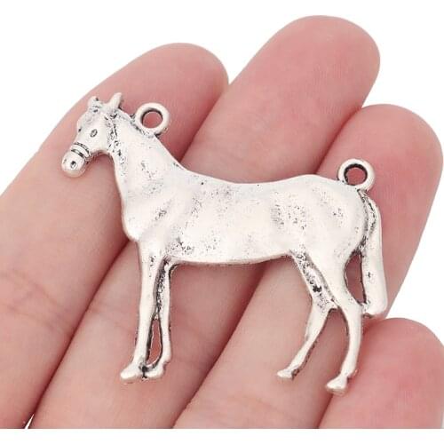 10 x Tibetan Silver Large Hammered Horse Charms Pendants for Necklace Jewelry Making 49x42mm