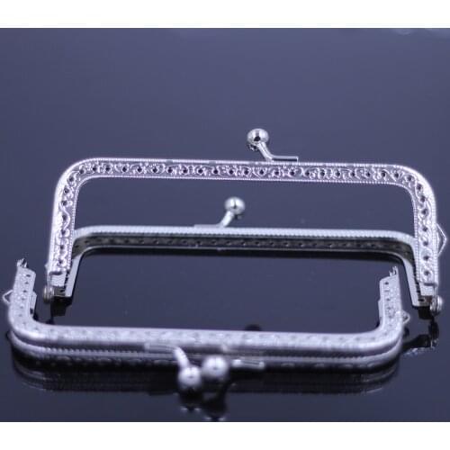 12.5cm Silver Tone Rectangle Metal Purse Frame Bag Buckle Handbag Kiss Clasp Handbag Handle Clip Luggage Hardware Supplies