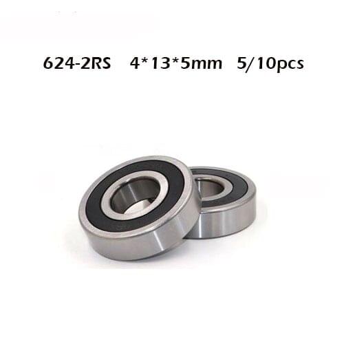5/10PCS 624RS 624rs 624 2RS 624-2RS 624-2RS ZZ RSDeep Groove Ball Bearings 4 x 13 x 5mm High Quality 4*13*5