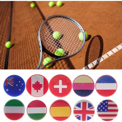 5Pcs/Pack National Flag Tennis Racket Shock Absorber Racquet Vibration Dampeners Shockproof Dampers Sports Accessories
