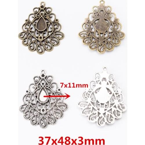 5 pcs Water drop photo frame connector ancient bronze zinc alloy suitable for bracelet DIY metal jewelry found 6355