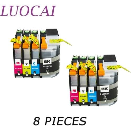 LuoCai 8 pieces LC567 LC565 LC567XLBK LC565XL Compatible ink cartridges For brother MFC- J2310 J2510 J3520 J3720 printers