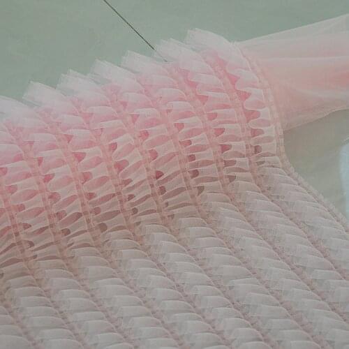 80CM Wide 50CM long /lot Multi-layers Mesh Ruffle Lace Trim 3D Romantic Lace Fabric Skirt Accessory X402