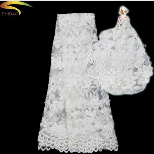 African new arrival classic white wedding dress lace embroidery materials