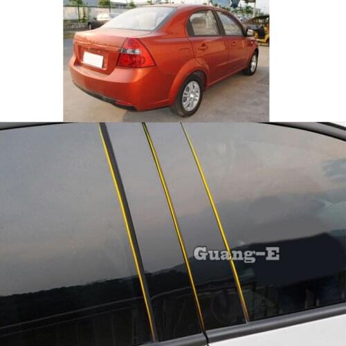 Car PC Material Pillar Post Cover Door Trim Window Piano Black Molding Sticker Plate Parts For Chevrolet LOVA 2006 2007-2010