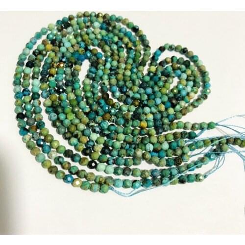 Natural China Turquoises Facted Gem Beads,Faceted Tiny Spacer Gem Beads,Size 2mm 3mm 4mm Small Gem Stone 1of 15.5" strand