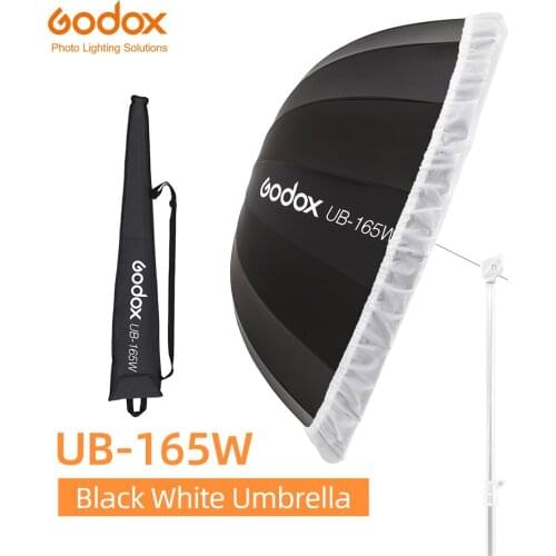 Godox UB-165W 65in 165cm Parabolic Black White Reflective Umbrella Studio Light Umbrella with Black Silver Diffuser Cover Cloth