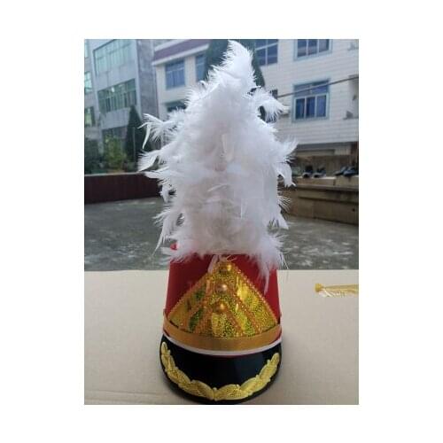 Music Drum Team Honor Guard Uniform Cap Nightclub DJ Dance Singer Stage Performance Hats With Feather Dance Headwear