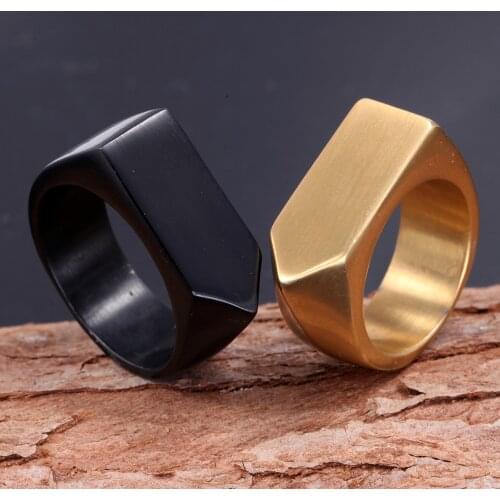 Drop Shipping New Design Irregular Prismatic Geometric Matching Rings For Men Black Golden Stainless Steel Self Defense Jewelry