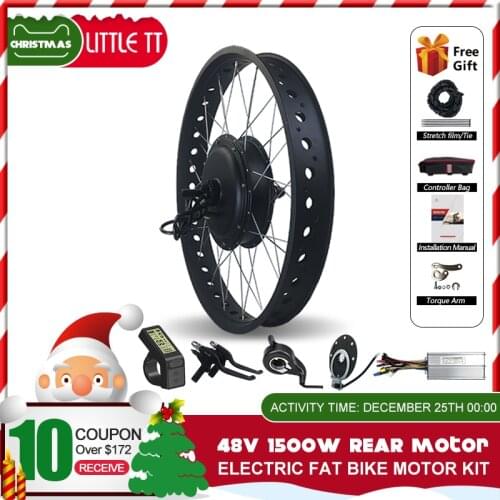 Ebike Fat conversion kit rear wheel 48V 1500W Rotate Brushless Hub Motor for Electric Fat Bike Kit Snow Wheel 20 26 inch