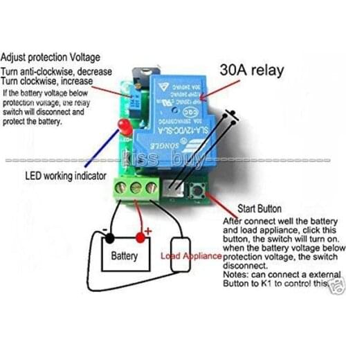 Dc 12V 30A Car Battery Excessive Discharge Anti-Over Discharge Protection Module