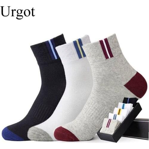 Urgot 5 Pairs/lot Cotton Mens Socks Fashion Breathable Spring Autumn Short Socks High Quality Sock For men Sox Calcetines Hombre