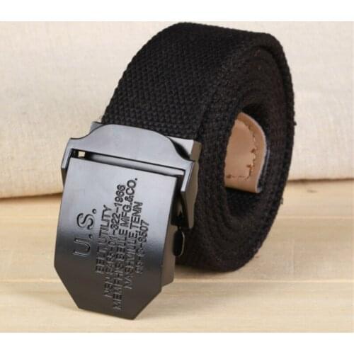 Aoluolan usa belt buckle Genuine leather canvas belt mens belt casual pants Waist Belt Resistant Adjustable Training