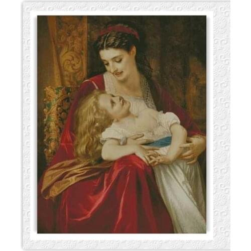 Mother Daughter Cute Girl People 2 Embroidery Crafts Needlework 14CT Unprinted Cross Stitch Kits DIY Quality Handmade Decor