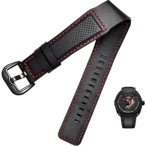 New Trend Leather Watch Band for Dietrich OTC-AO1 OT-3 Strap black 24mm bracelet Stomata Cowhide black wristwatches
