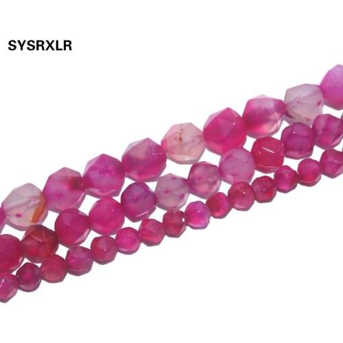 Wholesale Faceted Natural Stone Rose Red Agates Beads Round Spacer Beads For Jewelry Making Diy Bracelet Necklace 6/8/10 MM