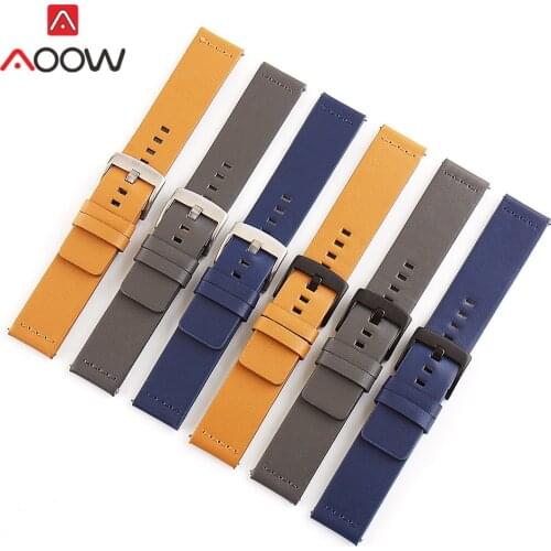 18mm 20mm 22mm 24 Leather Watchband for Samsung Galaxy Watch Active2 S2 S3 Amazfit Huawei GT 2 Quick Release Bracelet Band Strap