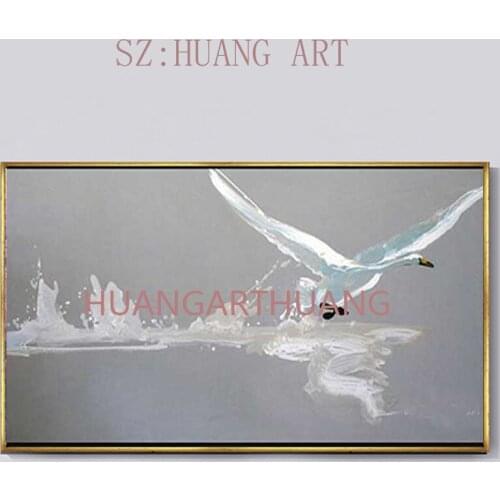 Hand painted white swan animal modern calligraphy paintings home decoration wall art photographs hall hotel unique gifts