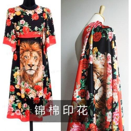 Lion printed polyester fabric cloth 145 cm width shirt dress womens childrens handmade DIY fabric alibaba express