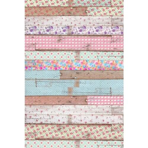Custom Vinyl Photography Background Colored Flowers Overlaying Newborn Wooden Floor Children Backdrop for Photo Studio F-2676