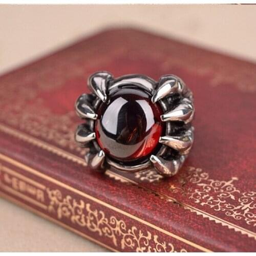 Domineering Red Gem Ring for Women Fashion Rings Punk Paw Rings Female Hollow Out Lovers Jewelry Hip Hop Tail Ring Accessories