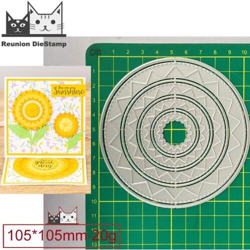 Cut Die Christmas Sunflower Round Pattern Border Metal Cutting Dies DIY Scrapbooking Steel Craft Die Cut Embossing Paper Cards