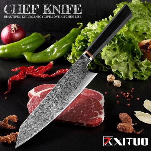 XITUO Kiritsuke Knife VG10 Damascus Kitchen Chef Knives Meat Cleaver Slicing Santoku Knife Vegetables Cooking Gyuto Filleting