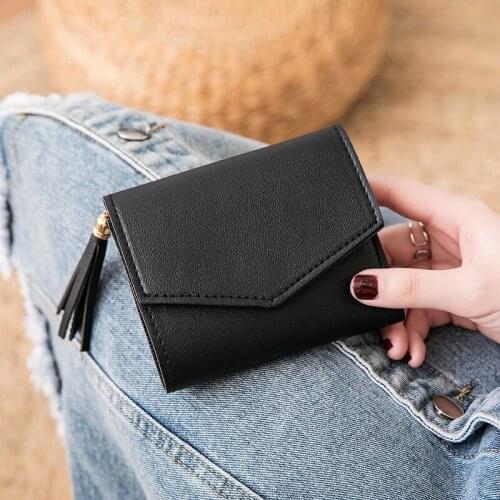 Ladies Coin Purse Short Wallet Female Korean Version of The Tassel Small Purse Simple Square Simple Wallets Mini Bag 2021