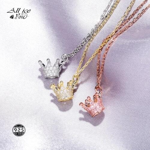 ALLICEONYOU 925 Sterling Silver High Quality Iced Out Cubic Zirconia Delicate Crown Pendant Hip Hop Fashion Jewelry Elegant Gift