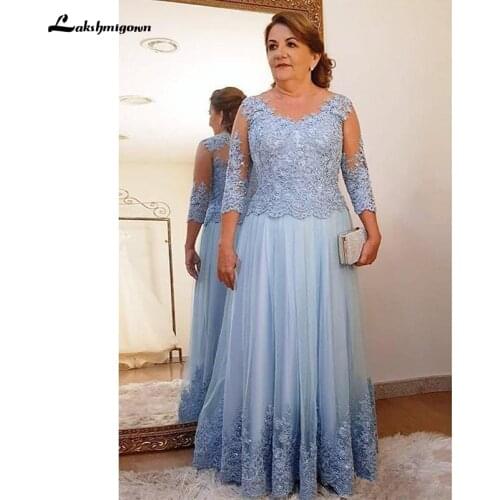 Robe mere de la mariee Floor-Length Three Quarter A Line Lace Mother of the Bride Groom Dresses vestidos para madre de novia