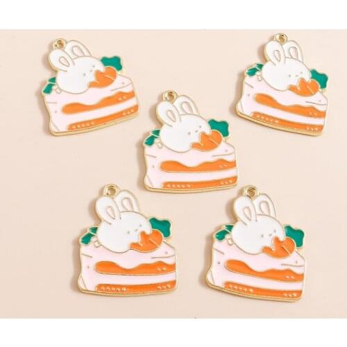 10pcs 22*26mm Gold Color Enamel Hungry Rabbit Charms for Jewelry Making Animal Pendant Necklaces Earrings Bracelets Charms