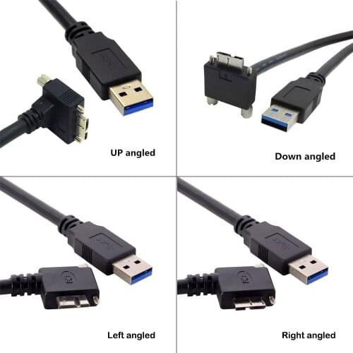 1.2m 90 Degree angle Micro USB 3.0 Micro B with Screw Mount to USB 3.0 Data Cable for Industrial Camera & hardisk