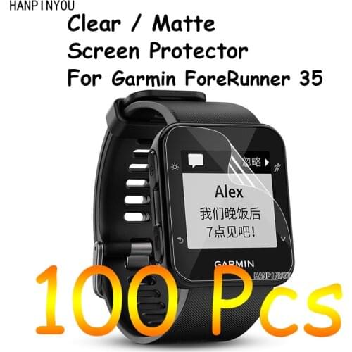 100Pcs For Garmin Forerunner 35 FR35 SmartWatch HD Clear / Anti-Glare Matte Screen Protector Protective Film With Cleaning Cloth