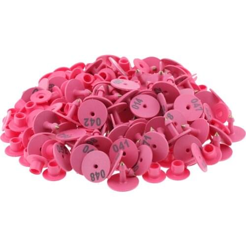 100PCS Pre Numbered Livestock Identification Ear Tag For Pig Goat Sheep Pink