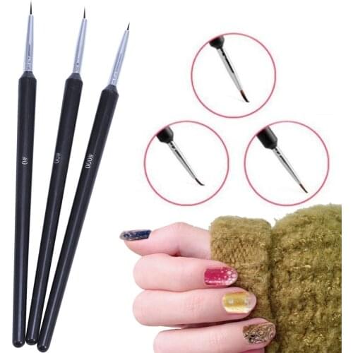 3PCS Black Rod Silicone Pen For Painting Wooden Handle Nail Art Brush Accessories for Nail DIY Tools Nail Art Manicure Pencil
