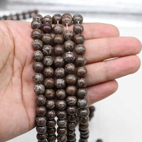 4/6/8/10/12mm Natural Stone Bead Brown Snowflake Obsidian Bead Round Loose Spacer Beads For Jewelry Making Findings DIY Bracelet